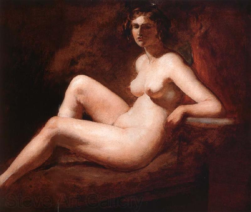 William Etty Reclining Femal Nude with Her Arm on a ledge France oil painting art